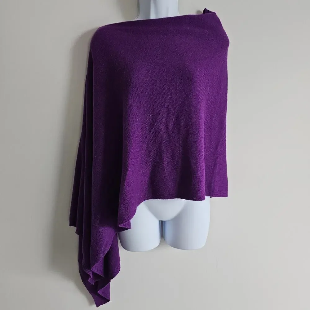 Vera Tucci Wool Blend Cape Poncho Womens One Size Purple Italy Button Front